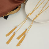 Long Tassel Inlaid Zircon Titanium Steel Necklace – Jewelry Gift Ideas — 11
