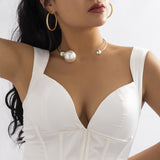 Asymmetric Geometry Pearl Round Beads Collar – Holiday Gift Ideas — 6