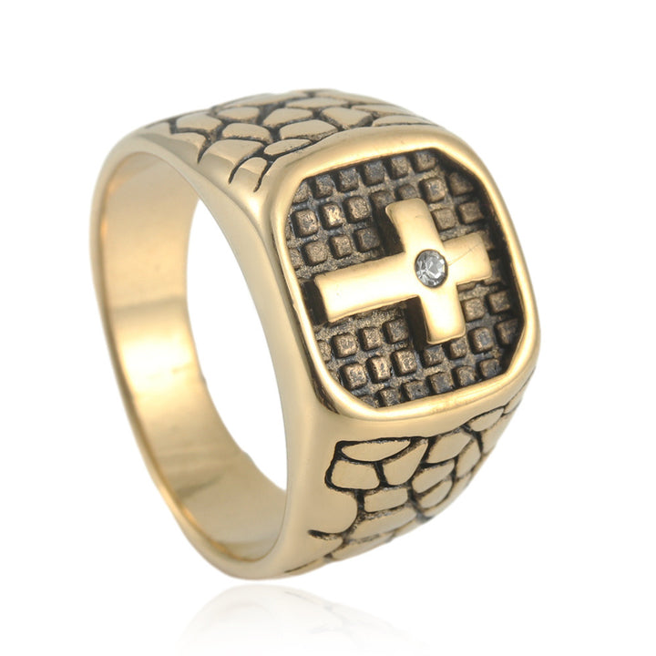 Men's Retro Titanium Steel Cross Ring – Gifts for Him — 1