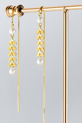 Pearl leaf tassel earrings – Surprise Gifts — 6