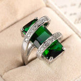 Turquoise Ring Female Extra-large Rectangular Zircon – Gifts for Her — 4