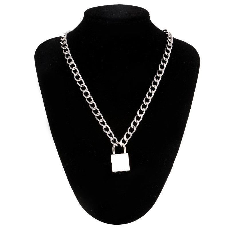 Punk Chain Lock Pendant Necklace Women Men Hip – Jewelry Gift Ideas — 1