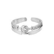 Letter V Open-end Zircon Ring Double Layer – Gift Ideas — 11