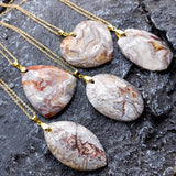 Natural Mexican Agate Pendant Leaf Shaped Love – Jewelry Gift Ideas — 1