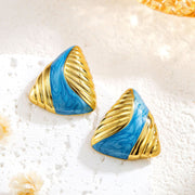 Drop Oil Triangle Striped Ear Studs Minority Fashion – Stylish Gifts — 5