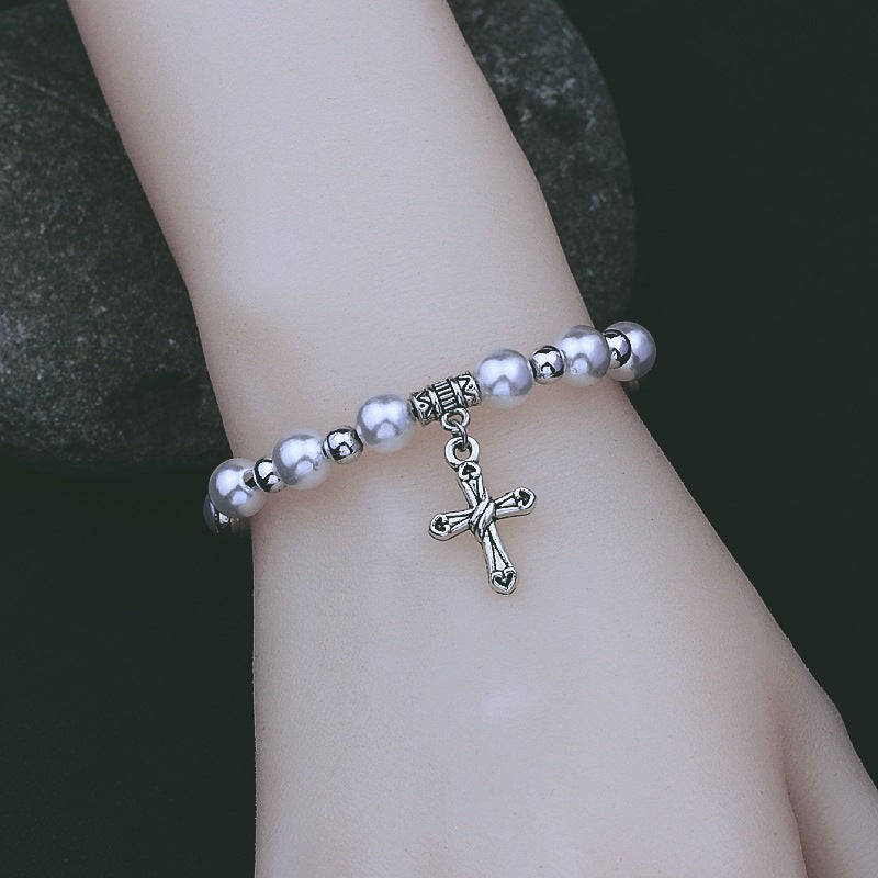 Vintage Pearl Cross Bracelet – Jewelry Gift Ideas — 1