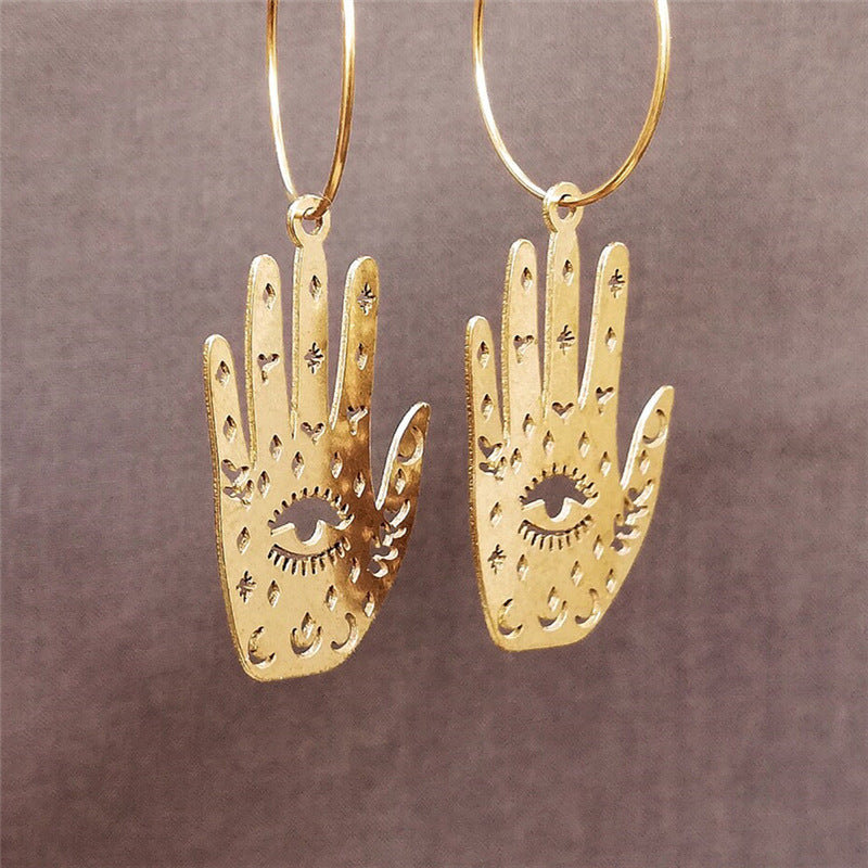 Fashion Personality New Palmistry Golden Earrings – Stylish Gifts — 1