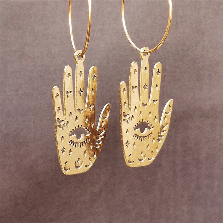 Fashion Personality New Palmistry Golden Earrings – Stylish Gifts — 1