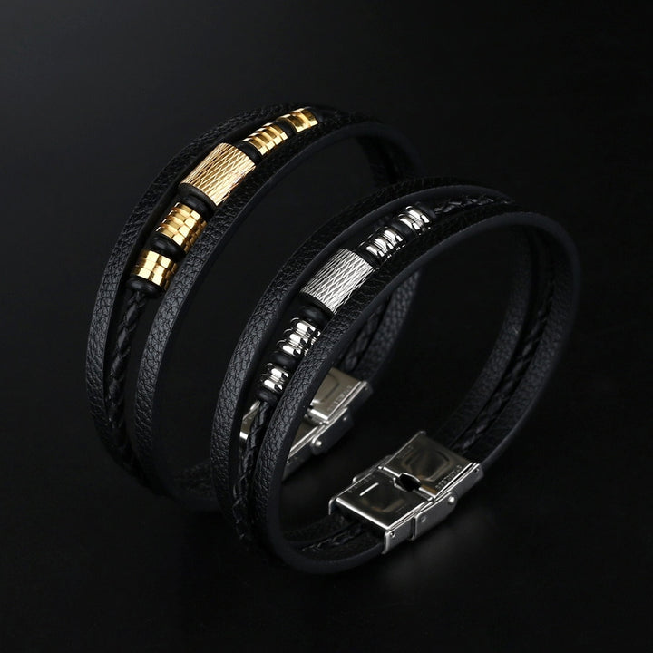 Cowhide Men's Bracelet Hand-Woven Multi-Layer – Jewelry Gift Ideas — 1