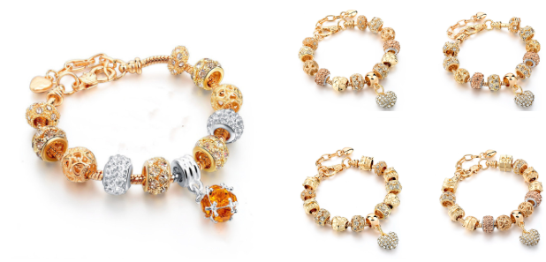 Gold-plated heart beaded bracelet – Jewelry Gift Ideas — 1