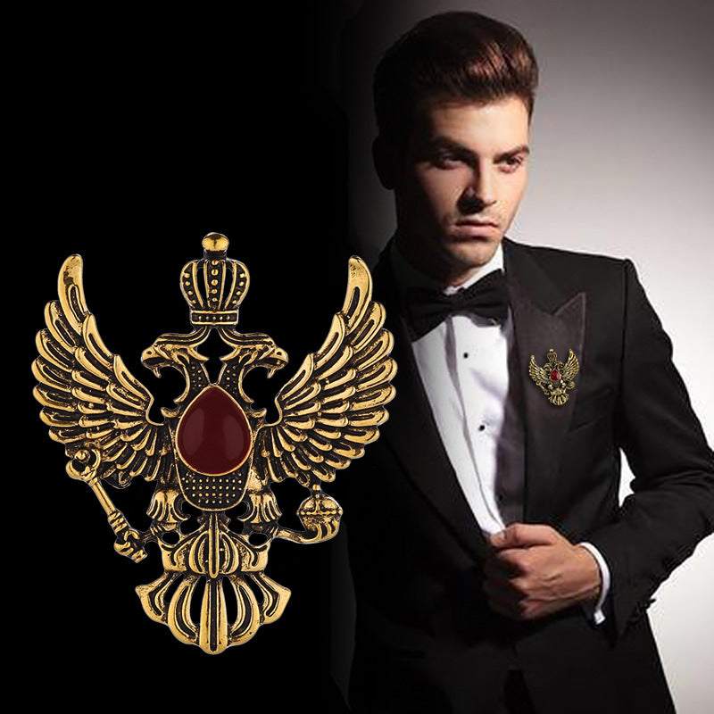 High-end Retro Wings Double-headed Eagle Badge Brooch – Stylish Gifts — 1