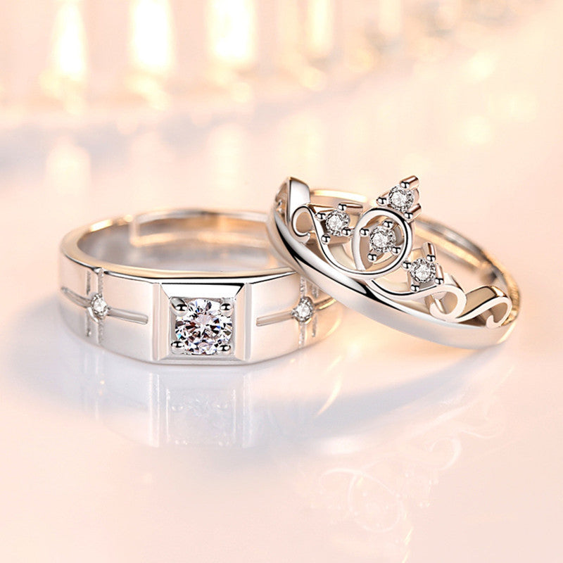 Crown Men's And Women's Diamond Couple Ring – Gifts for Her — 1