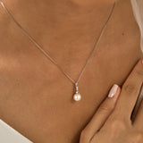 Zircon Pearl Pendant Stainless Steel Thin Chain – Jewelry Gift Ideas — 3