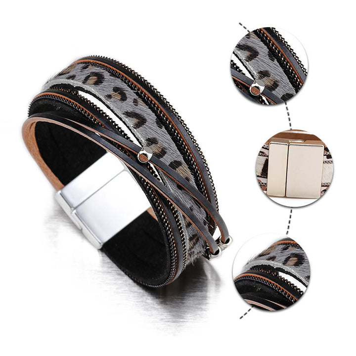 Alloy Magnet Horsehair Bracelet Leopard Print – Jewelry Gift Ideas — 1