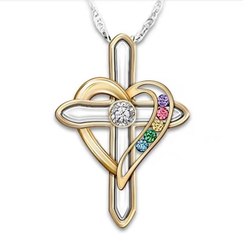 Cross Love Colorful Imitatio Gemstone Pendant – Jewelry Gift Ideas — 1