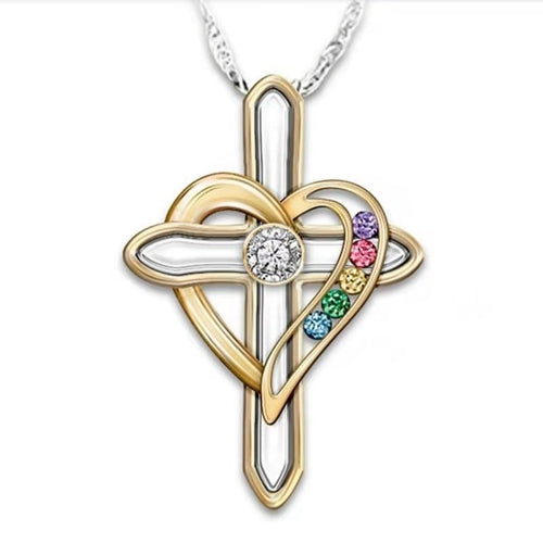 Cross Love Colorful Imitatio Gemstone Pendant – Jewelry Gift Ideas — 1