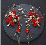 Red Hair Pin Flower Hair Clips Earrings Set Women – Beauty Gifts — 6