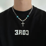 Turquoise Studded Diamond Cross Men's Titanium – Jewelry Gift Ideas — 1