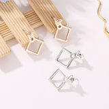 Hollow Diamond Square Stud Earrings – Holiday Gift Ideas — 10