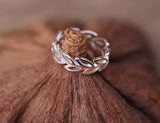 Opening ring leaf hollow plain silver ring – Practical Gifts — 6