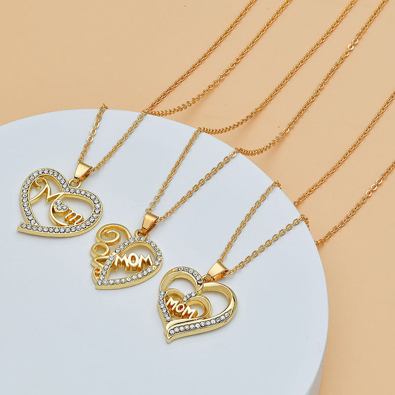 Mother's Day Mom Heart Shape With Diamond Letter – Gifts for Her — 1