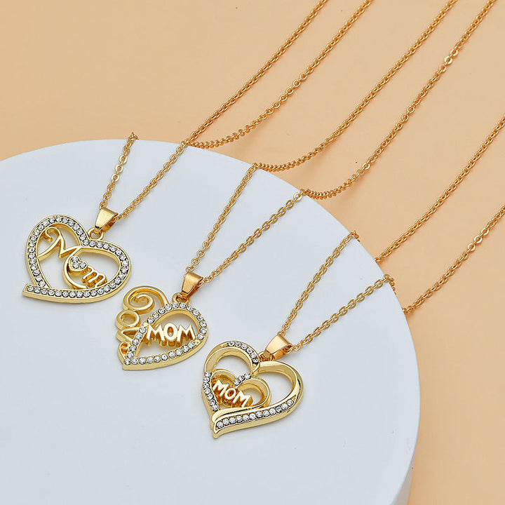 Mother's Day Mom Heart Shape With Diamond Letter – Gifts for Her — 1
