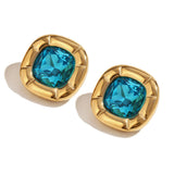 18K Gold Round Corner Square Flower Zircon Ear – Jewelry Gift Ideas — 14