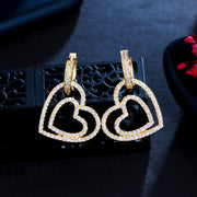 Double Love Earrings Micro Inlaid Zircon Double – Gifts for Couples — 5