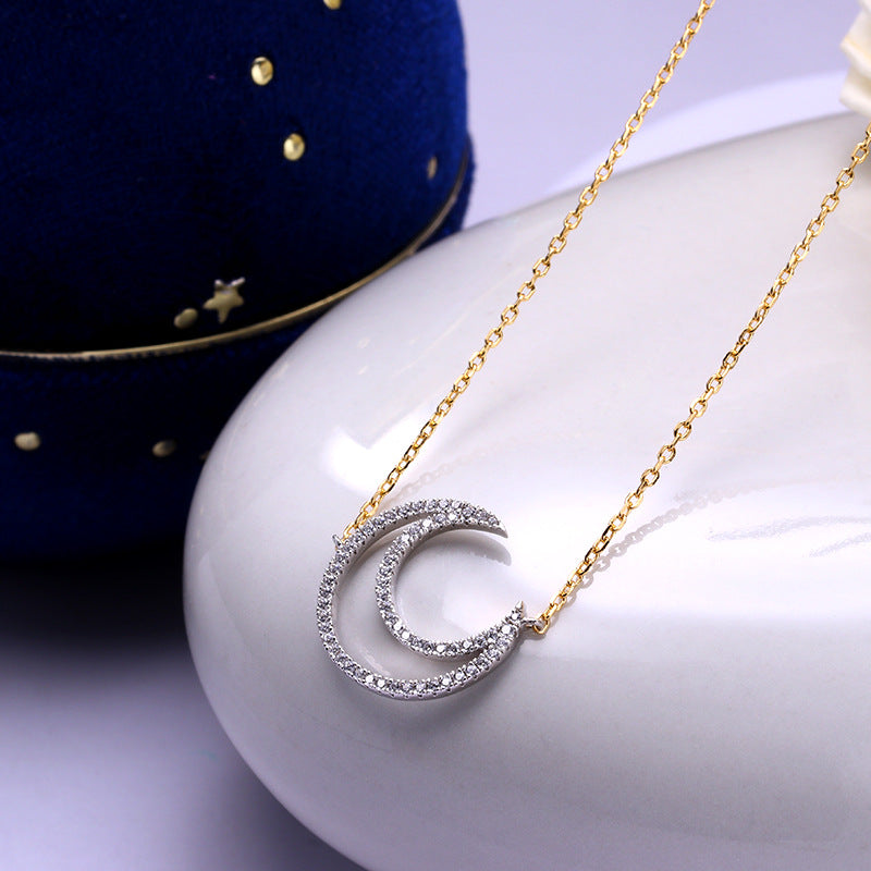 Silver Love Moon Hollow Necklace Clavicle Chain – Jewelry Gift Ideas — 1