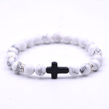 Natural Stone Black Cross Elastic Wire Bracelet – Jewelry Gift Ideas — 10