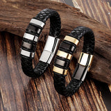 Leather Cord Bracelet Men's Stainless Steel – Jewelry Gift Ideas — 5