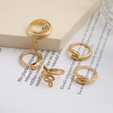 Women's Snake Ring Moon Pearl Ring Set – Gifts for Her — 5