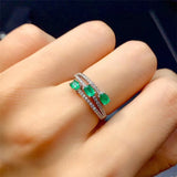 925 Silver Inlaid Natural Colombian Emerald Ring – Unique Gift Ideas — 4