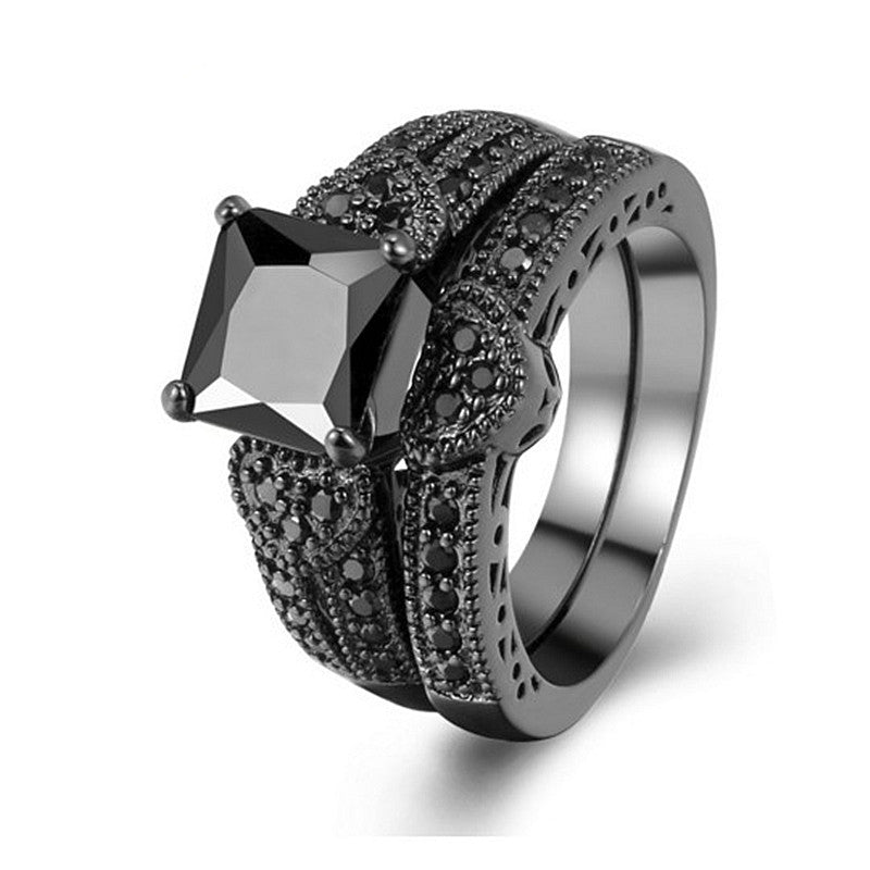 Love heart black gold two-piece ring – Gifts for Couples — 1