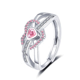 Pink Loving Heart Zircon Ring Women's High Sense – Jewelry Gift Ideas — 2