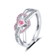 Pink Loving Heart Zircon Ring Women's High Sense – Jewelry Gift Ideas — 2