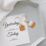 Geometric square colored striped square earrings – Practical Gifts — 8