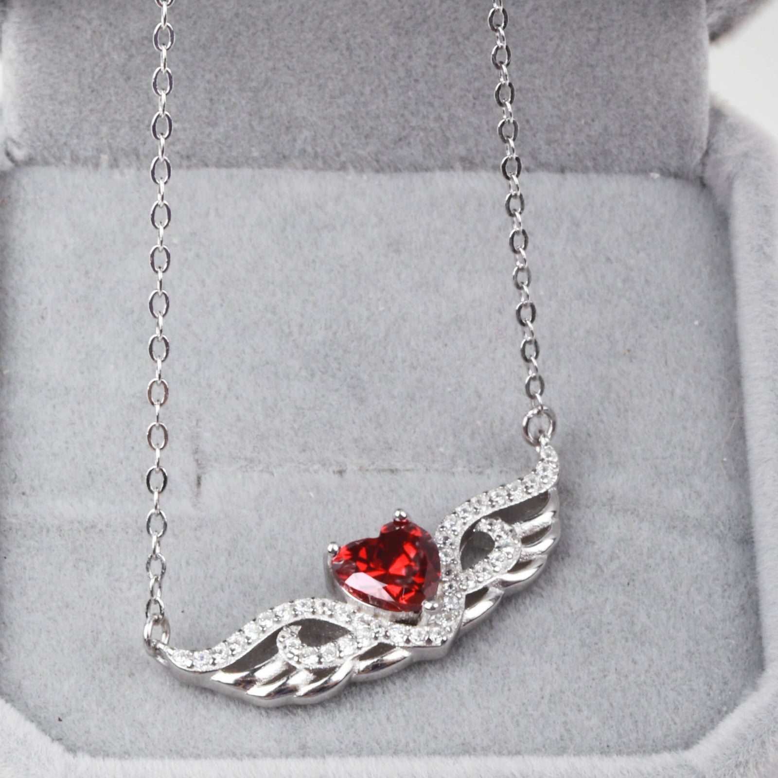Flying Love Necklace S925 Silver Red Heart – Jewelry Gift Ideas — 1