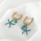 Zircon Blue Starfish Earrings Ear Buckle Women Fashion – Stylish Gifts — 3