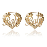 Creative Peach Heart Baby Letter Earrings Female – Gifts for Her — 5