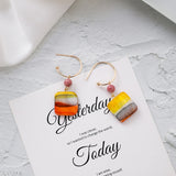 Geometric square colored striped square earrings – Practical Gifts — 1
