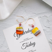 Geometric square colored striped square earrings – Practical Gifts — 1