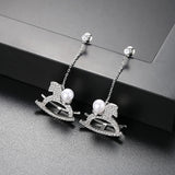 Rocking Horse Earrings Zircon Korean Fashion Long – Stylish Gifts — 3