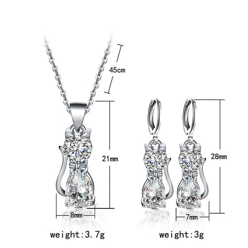 Cute Kitty Zircon Pendant Alloy Plated Silver – Jewelry Gift Ideas — 2