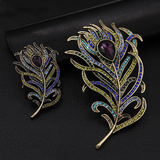 Crystal Peacock Feathers Brooch Boho Enamel Pins Deep – Stylish Gifts — 3