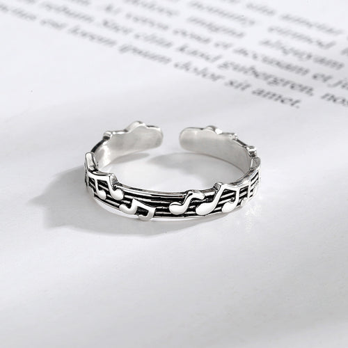 Alloy Retro Five-Line Music Score Adjustable Ring – Gifts for Her — 2