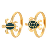 Two Cute Turtles Stacked Ring Plated 14K Gold Design – Everyday Gifts — 7