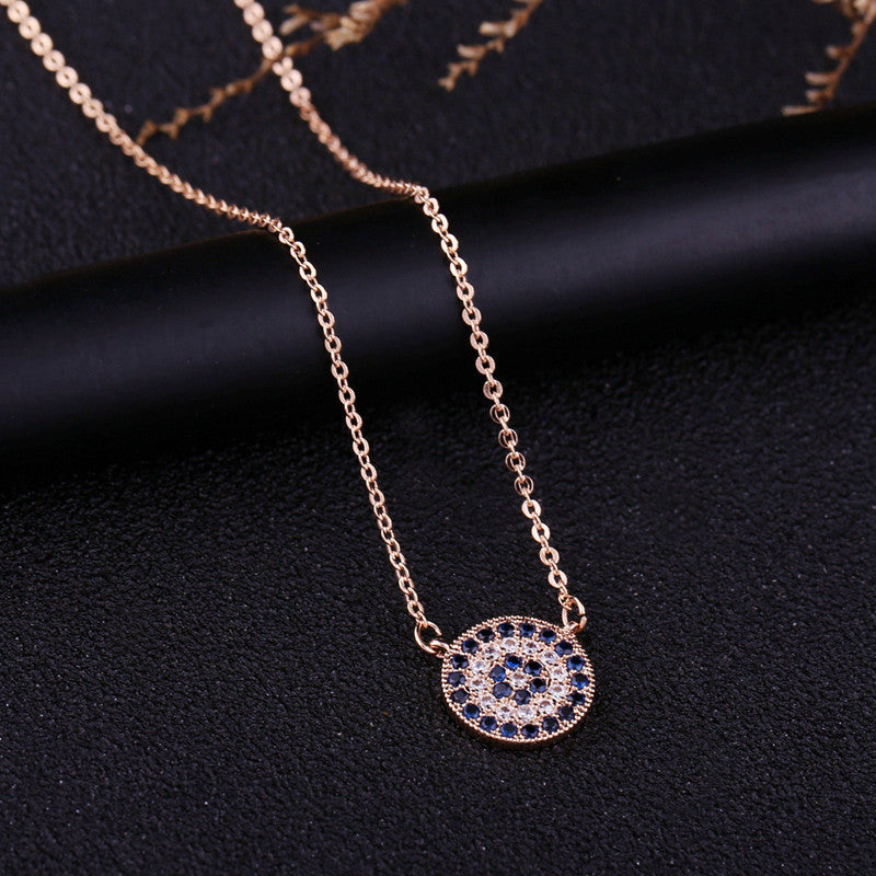 Bronze Inlaid Zircon Round Necklace – Jewelry Gift Ideas — 1