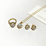 Natural pearl necklace earring ring set – Jewelry Gift Ideas — 1
