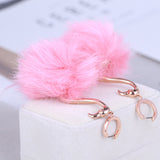 Fashion Fur Ball Realistic Flamingo Elegant Earrings – Stylish Gifts — 5